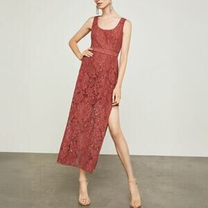 NWT NEW BCBG Maxazria Rust Long Panel Floral Lace Dress Size 4